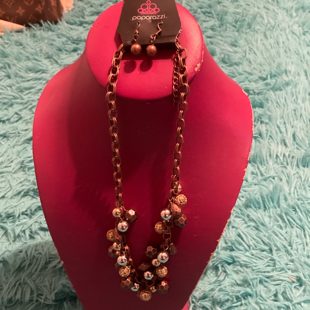 Paparazzi Gold and Brown Beaded Necklace